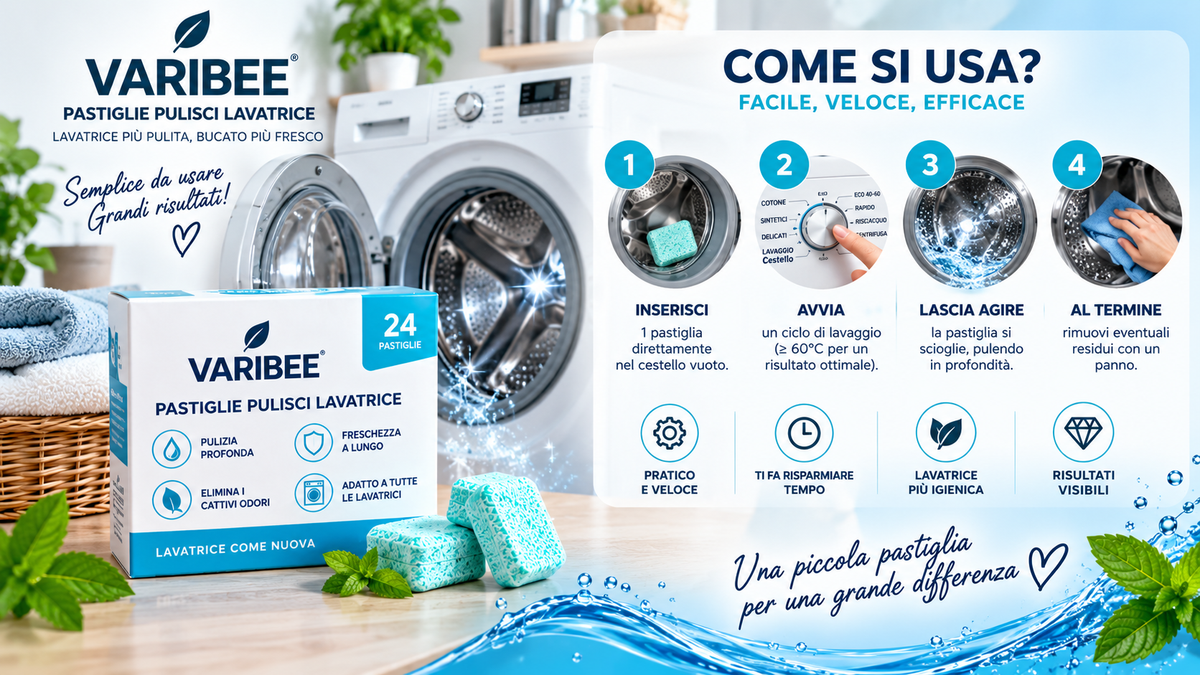 VARIBEE – Pastiglie Pulizia Profonda Lavatrice | Anticalcare, Igienizzanti e Anti-Odore