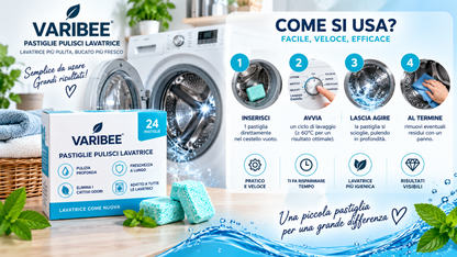 VARIBEE – Pastiglie Pulizia Profonda Lavatrice | Anticalcare, Igienizzanti e Anti-Odore