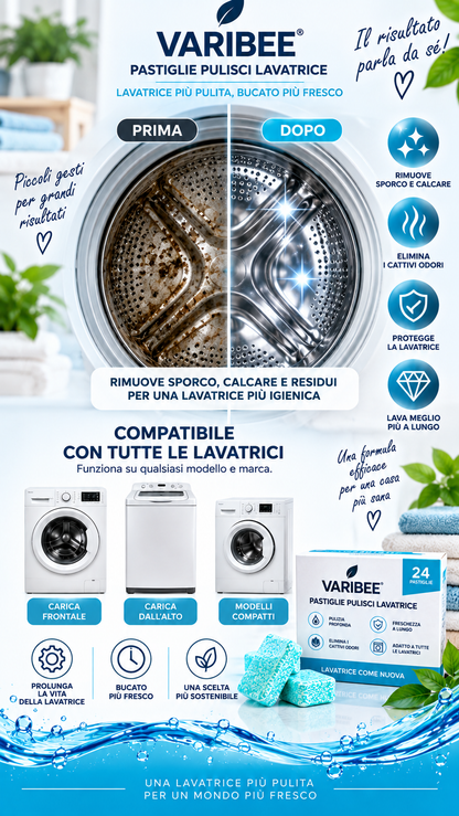 VARIBEE – Pastiglie Pulizia Profonda Lavatrice | Anticalcare, Igienizzanti e Anti-Odore
