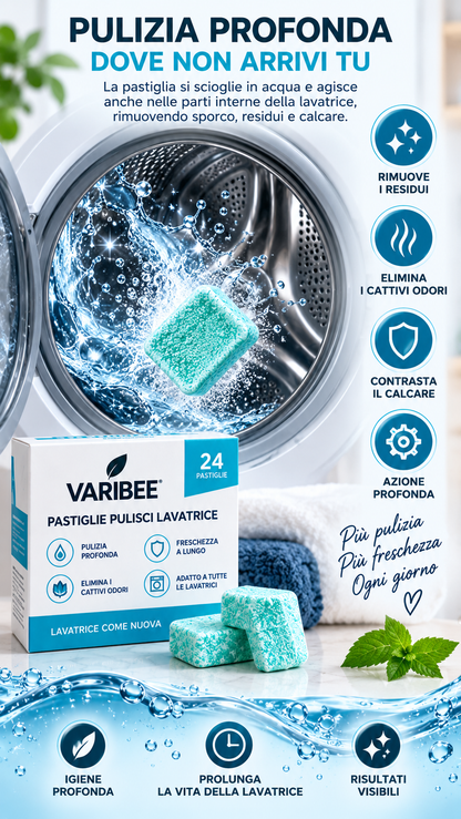 VARIBEE – Pastiglie Pulizia Profonda Lavatrice | Anticalcare, Igienizzanti e Anti-Odore