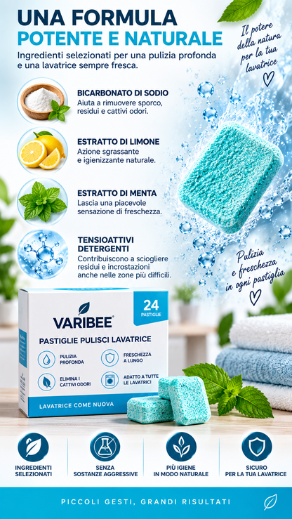 VARIBEE – Pastiglie Pulizia Profonda Lavatrice | Anticalcare, Igienizzanti e Anti-Odore