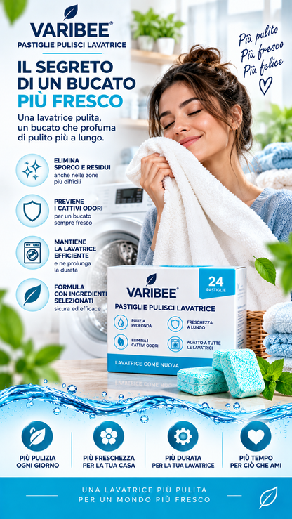 VARIBEE – Pastiglie Pulizia Profonda Lavatrice | Anticalcare, Igienizzanti e Anti-Odore