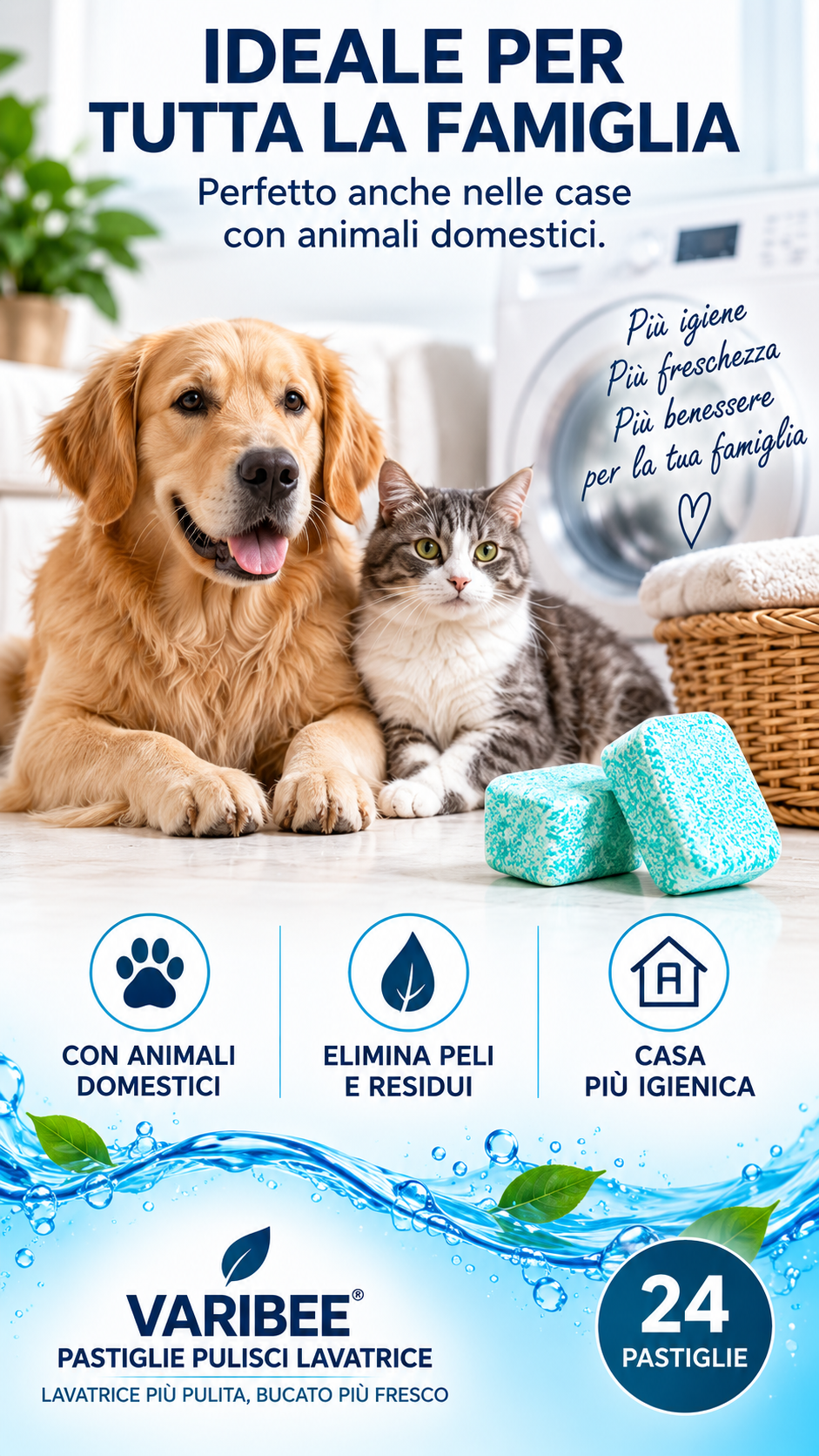 VARIBEE – Pastiglie Pulizia Profonda Lavatrice | Anticalcare, Igienizzanti e Anti-Odore